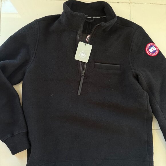 NWT Canada Goose Men Lawson 1/4 Zip Fleece Wool Blend Sweater In Black Sz Large - Picture 1 of 13